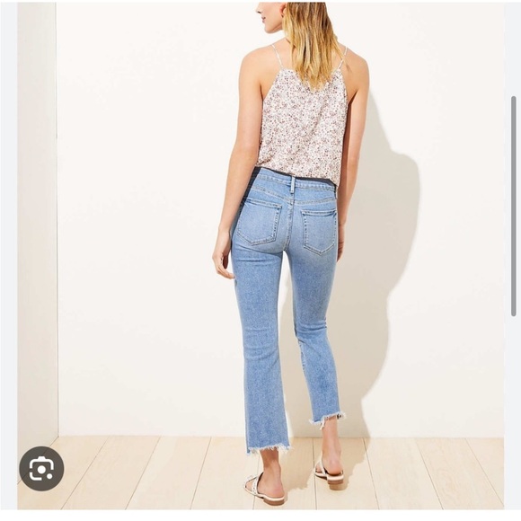 NWT size 0P 25 Loft Slim Pockets High Wist Flare Crop Fringe - Picture 2 of 6